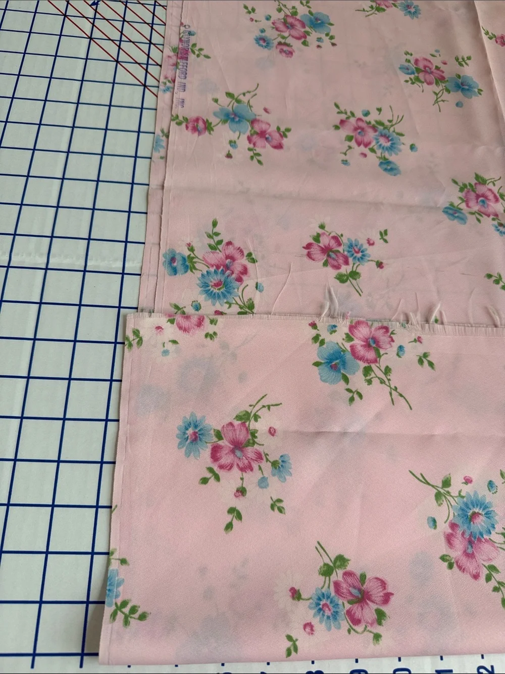 Vintage 1970s Gaynor Stafford Pink Floral Fabric 2 Yards x 44” Dress Fabric